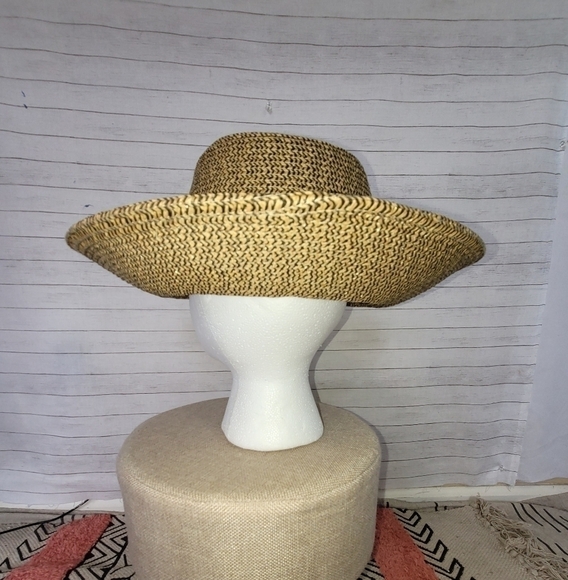 WIDE BRIM FEDORA SUN HAT, W BLACK HATBAND - Picture 6 of 15